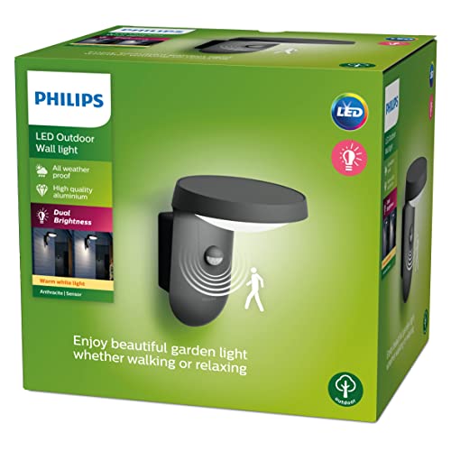 Philips Tyla Wandleuchte, 1x9 W, warmweiß, Bewegungsmelder, anthrazit von Philips Lighting