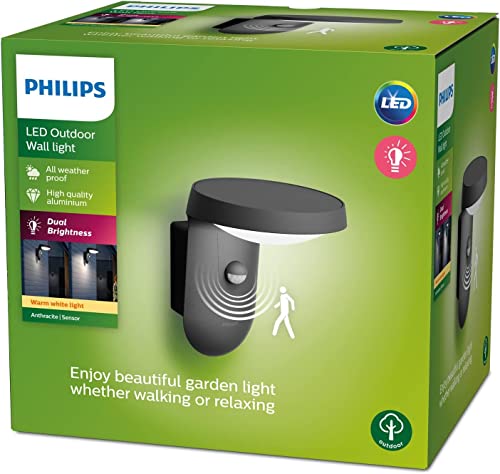 Philips Tyla Wandleuchte, 1x9 W, warmweiß, Bewegungsmelder, anthrazit von Philips Lighting