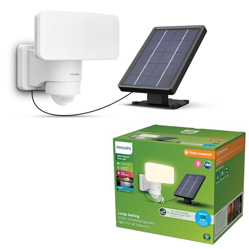 Philips Tylus ultraeffiziente Solar-Sicherheitsleuchte für den Außenbereich mit Sensor, 5000K Tageslicht, 1000/50lm, Weiß von Philips Lighting