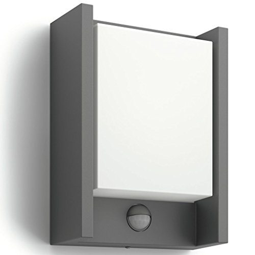 Philips Arbour Wandleuchten für den Außenbereich, 6 W, 2700 K warmweiß, Bewegungssensor, wasserfest, anthrazit, IP44 wetterfest, Mit Bewegungsmelder von Philips Lighting