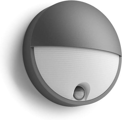 Philips Capricorn LED Outdoor Wandleuchte mit Bewegungssensor (5,5 W), wetterfeste Außenleuchte mit warmweißem Licht, energiesparende LED Beleuchtung, anthrazit, Grau von Philips Lighting