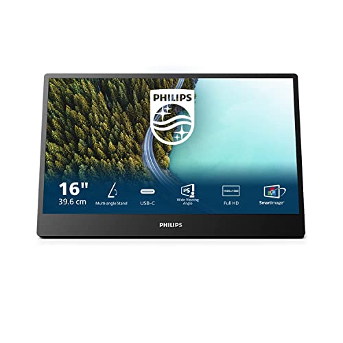 Philips 16B1P3302 - tragbarer FHD USB-C Monitor (1920x1080, USB-C Anschluss, Mehrwinkel Standfuss) schwarz von Philips