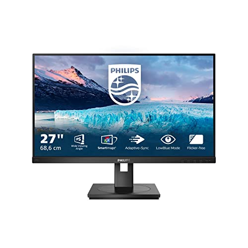 Philips 272S1M - 27 Zoll FHD Monitor, höhenverstellbar (1920x1080, 75 Hz, DisplayPort, HDMI, DVI, VGA, USB Hub) schwarz von Philips Monitors