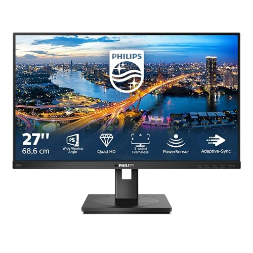 Philips 275B1-27 Zoll QHD Monitor, höhenverstellbar (2560x1400, 75 Hz, DVI, HDMI, DisplayPort, USB Hub) schwarz von Philips Monitors