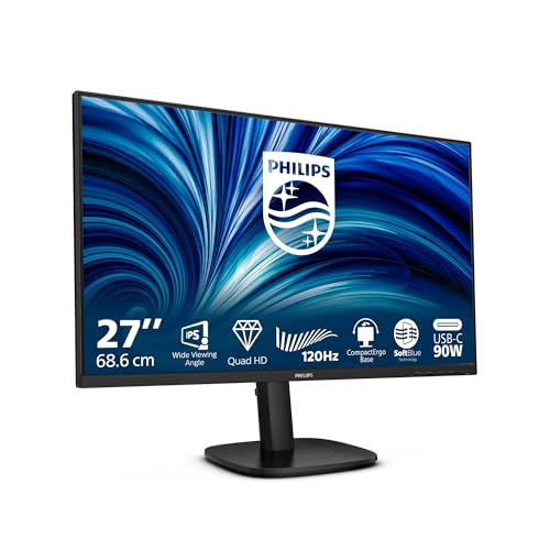 Philips 27B2U3601 27 Zoll QHD Monitor, 120Hz, IPS, 1ms MPRT Adaptive Sync Höhenverstellung (2560x1440,HDMI 1x 2.0,DP 1x 1.4, USB HUB) Schwarz/Rot von Philips Monitors