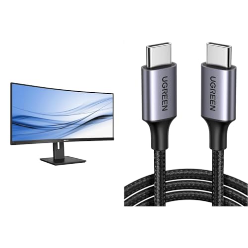 Philips 346B1C - 34 Zoll WQHD Curved USB-C Docking Monitor & UGREEN USB C auf USB C Kabel 60W PD 3.0, PPS USB-C Ladekabel Philips 346B1C - 34 Zoll WQHD Curved USB-C Docking Monitor & UGREEN USB C auf USB C Kabel 60W PD 3.0, PPS USB-C Ladekabel von Philips Monitors