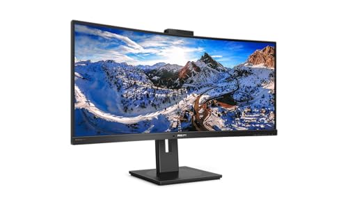 Philips 346P1CRH - 34 Zoll WQHD Curved USB-C Docking Monitor, Webcam, höhenverstellbar, HDR400 (3440x1440, 100Hz, HDMI, DisplayPort, USB-C, RJ45, USB Hub) schwarz von Philips Monitors