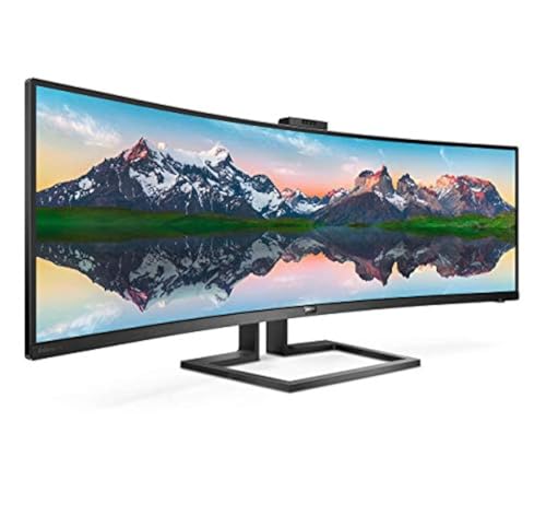 Philips 499P9H - 49 Zoll DQHD Curved USB-C Docking Monitor, Webcam, höhenverstellbar, HDR400 (5120x1440, 70 Hz, HDMI 2.0, DisplayPort, USB-C, RJ45, USB Hub) schwarz von Philips Monitors