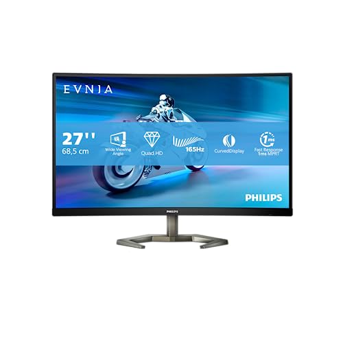 Philips Evnia 27M1C5500VL - 27 Zoll QHD Curved Gaming Monitor, FreeSync Premium, HDR10 (2560x1440, 165 Hz, 1 ms MPRT, DisplayPort, HDMI) schwarz von Philips Monitors