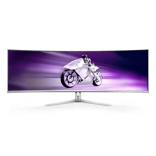 Philips Monitors Evnia 49M2C8900L - 49 Zoll DQHD OLED Curved Gaming Monitor, 144 Hertz, 0,03ms GtG, HDR400, Ambiglow (5120x1440, HDMI 2.1, DisplayPort 1.4, USB-C, USB Hub) Weiss von Philips Monitors