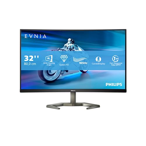 Philips Momentum 32M1C5500VL - 32 Zoll QHD Curved Gaming Monitor, FreeSync Premium, HDR10 (2560x1440, 165 Hz, 1 ms MPRT, DisplayPort, HDMI) schwarz von Philips Monitors