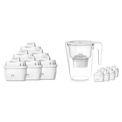 Philips Wasserfilterkanne +6 Micro X-Clean Ersatzfilterkartuschen & Wasserfilter-Kartuschen, 6er-Pack, Brita-kompatibel, reduziert MIKROPLASTIK, CHLOR, KALK, SCHWERMETALLE von Philips Water