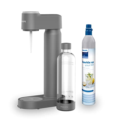 Philips Water GoZero Soda maker Lite ADD4901BK/10, Schwarz, 1-Liter-Wasserflasche, CO2-Zylinder für 60 Liter, Grau, ADD4901GR/10 von Philips Water