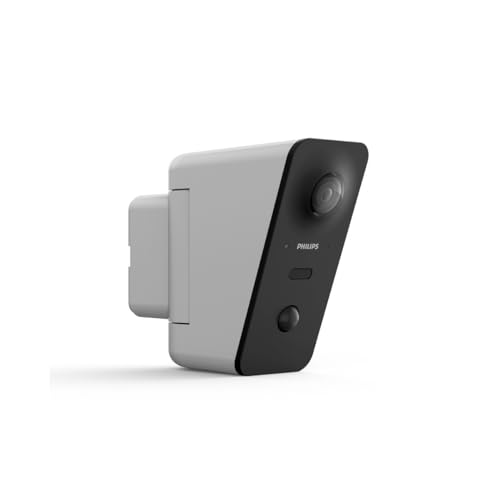 Philips Welcome Philips Ultra HD 2K-Erkennungskamera für den Außenbereich, motorisiert und vernetzt, mit menschlicher Form, Auto-Tracking, integrierte Sirene, 105 dB, Notfall-Akku, Nachtsicht, IP66, von Philips