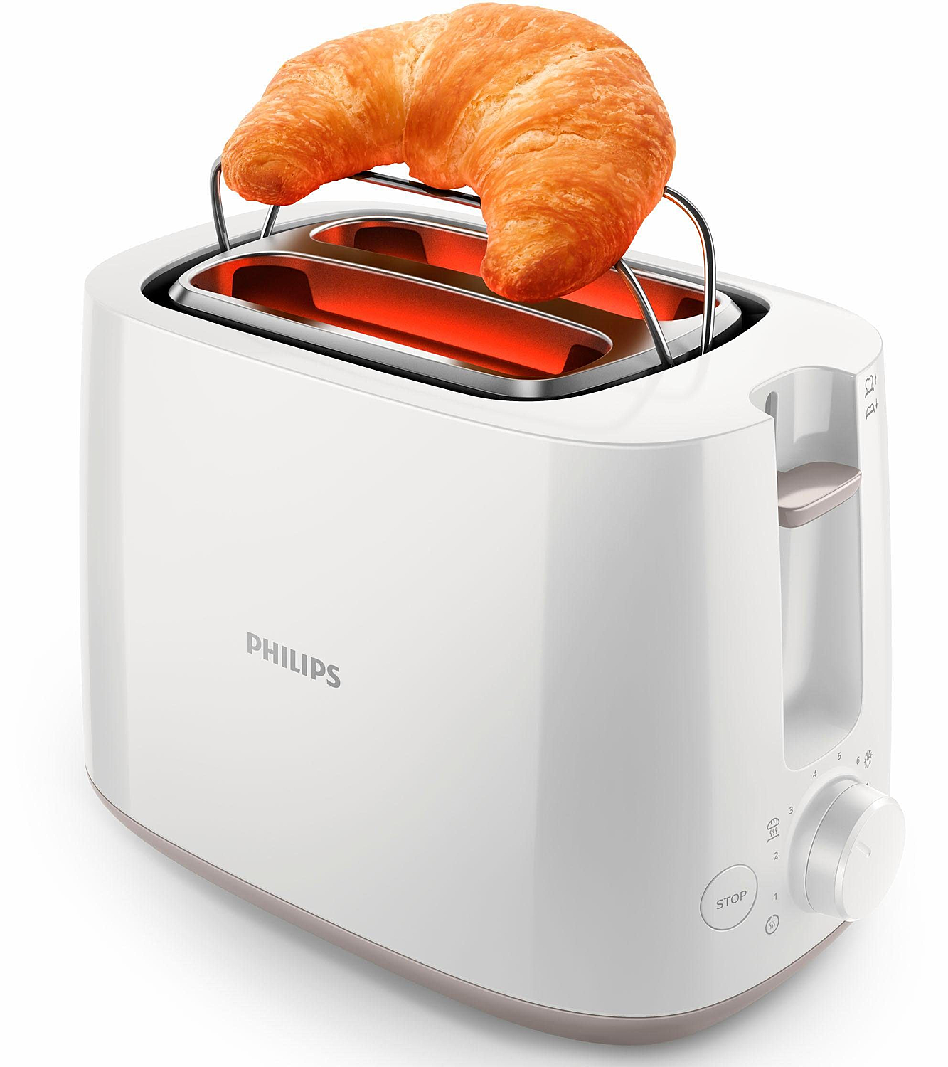 B-Ware Philips Hd2581/00 Toaster 2 Scheiben 8 Stufen Mit Brötchenaufsatz Weiß von Philips