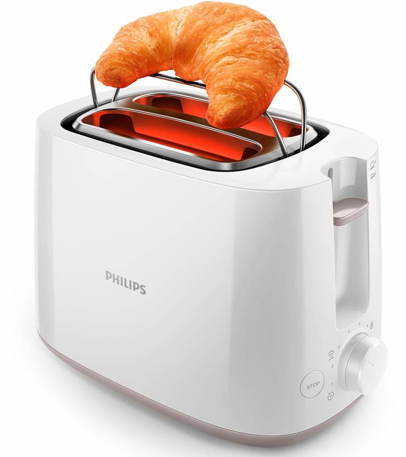 B-Ware Philips Hd2581/00 Toaster 2 Scheiben 8 Stufen Mit Brötchenaufsatz Weiß von Philips