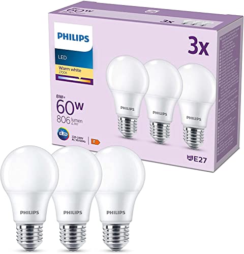 Philips Classic LED E27 Lampe, 60W, matt, warmweiß, nicht dimmbar, 3er Pack von Philips Lighting