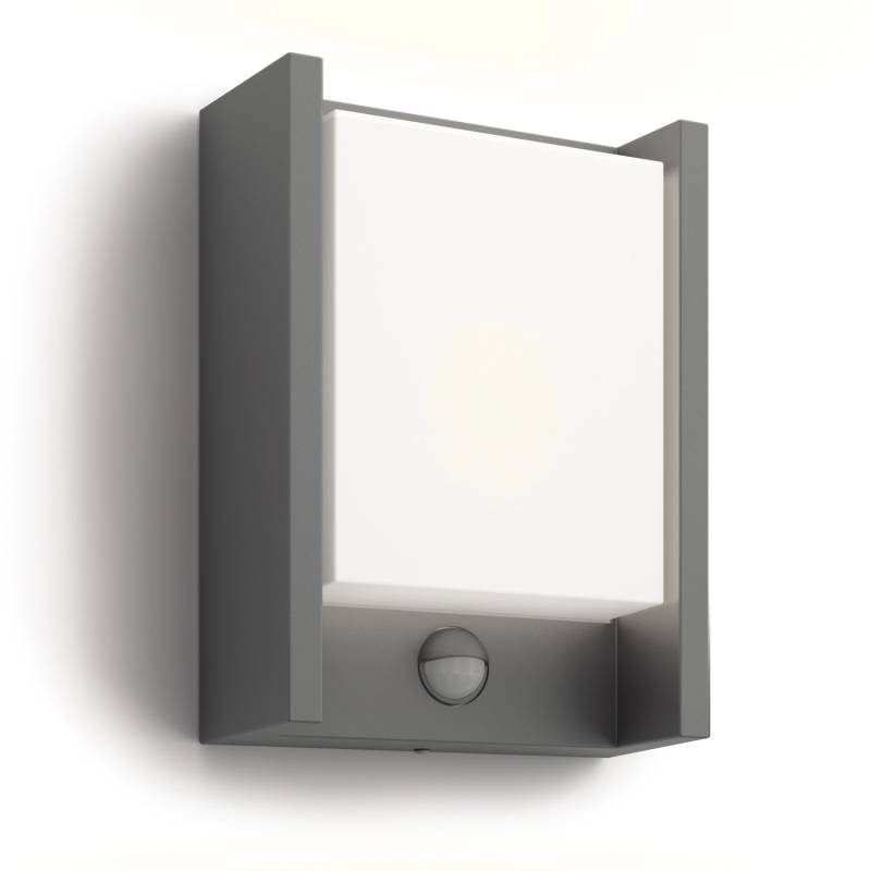 LED-Wandleuchte Arbour Ultra-Efficient mit Sensor 22 x 16,5 x 7,5 cm Anthrazit von Philips