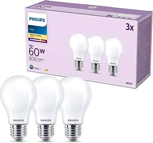 Philips Classic LED E27 Lampe, 60W, matt, warmweiß, nicht dimmbar, 3er Pack von Philips Lighting