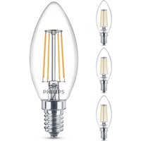 Led Lampe ersetzt 40W, E14 Kerze B35, klar, warmweiß, 470 Lumen, nicht dimmbar, 4er Pack - transparent - Philips von Philips