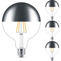 Led Lampe ersetzt 50W, E27 Golbe G120, Kopfspiegel, warmweiß, 650 Lumen, dimmbar, 4er Pack - transparent - Philips von Philips