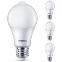 Led Lampe mit Bewegunsmelder ersetzt 60W, E27 Standardform A60, warmweiß, 806 Lumen, nicht dimmbar, 4er Pack - white - Philips von Philips