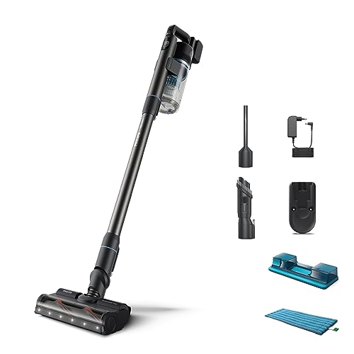 Philips kabelloser Akku-Staubsauger Aqua 7000 Serie, Digitaler Motor, PowerCyclone 12, Mit LED-Leuchten, Aufsteckbares Aqua-Modul, bis zu 80 Minuten Laufzeit, mit 2 Zubehörteilen, Blau (XC7053/01) von Philips