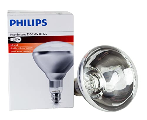 Philips Infrarotlampe 250 Watt BR125IR E27 230-250V Kolben silber Front klar von Philips