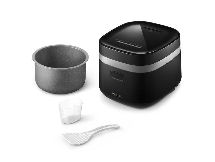 PHILIPS Reiskocher Mini 3000 Series, für 1-3 Personen, mit 8 voreingestellten Programmen , schwarz, B:21cm H:20cm T:24cm, Reiskocher, 0,54 l ungekochter Reis, Fast Cook-Modus u. Antihaft-Beschichtung PHILIPS Reiskocher Mini 3000 Series, für 1-3 Personen, mit 8 voreingestellten Programmen , schwarz, B:21cm H:20cm T:24cm, Reiskocher, 0,54 l ungekochter Reis, Fast Cook-Modus u. Antihaft-Beschichtung von Philips