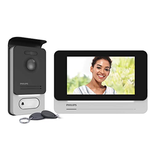 PHILIPS WelcomeEye Touch Video-Türsprechanlage, mit Kamera, 7 Zoll Touch-Monitor, 2-Familienhaus, 2-Draht-Anschluss, erweiterbar, Nachtsicht, einfache Installation, interner Speicher von Philips