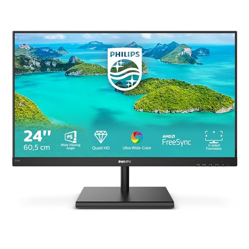 Philips 245E1S - 24 Zoll QHD Monitor (2560x1440, 75 Hz, VGA, HDMI, DisplayPort) schwarz von PHILIPS