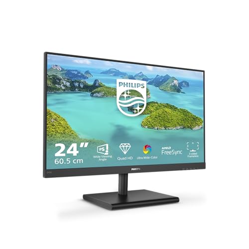 Philips 245E1S - 24 Zoll QHD Monitor (2560x1440, 75 Hz, VGA, HDMI, DisplayPort) schwarz von PHILIPS