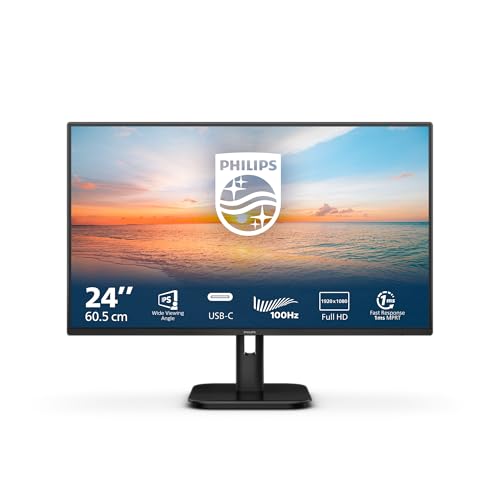 Philips 24E1N1300A - 24 Zoll Full HD Monitor, Lautsprecher (1920x1080, 100 Hz, HDMI, USB-C (65W Power Delivery), USB Hub) schwarz von Philips