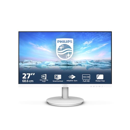 Philips 271V8AW - 27 Zoll Full HD Monitor, eingeb. Lautsprecher, Flimmerfrei (1920x1080, 75 Hz, VGA, HDMI) Weiss von Philips