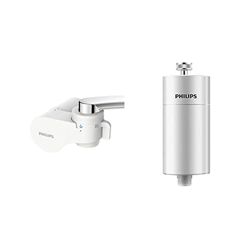 Philips AWP3754 X-Guard On Tap Wasser-Filter & AWP1775 Inline-Duschfilter, KDF-Filtersystem gegen Rest-Chlor, Bakterien, Verunreinigungen & Kalk, Wasser-Filter für Bad und Dusche von PHILIPS