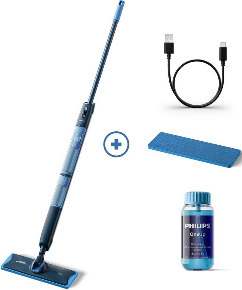 Philips Akku-Wischmopp OneUp elektrischer Wischer 5000 Series XV5113/01, 7,2 W, 70 min Akku-Laufzeit, inkl. 1 Pad und 40 ml Reiniger von Philips