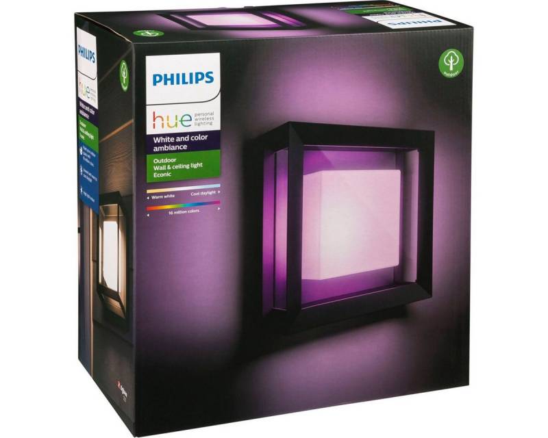 Philips Außen-Wandleuchte Hue Econic quadratisch LED Wandleuchte schwarz von Philips