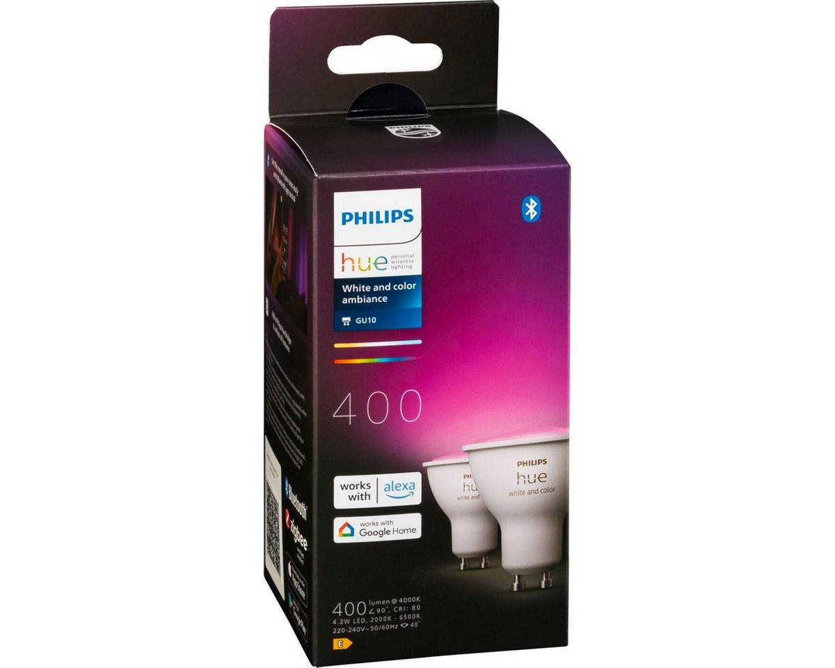 Philips Außen-Wandleuchte Hue LED Lampe GU10 2er Set 400lm Color Amb. Philips Außen-Wandleuchte Hue LED Lampe GU10 2er Set 400lm Color Amb. von Philips