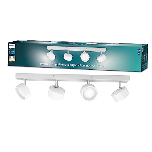 Philips Bracia 4-er LED Spots (22 W), vierflammige Wandspots mit warmweißem Licht, energiesparende Raumbeleuchtung mit langer Nutzlebensdauer, weiß von Philips