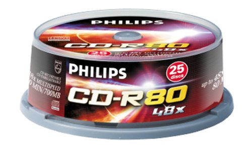 Philips CD-R CD Rohlinge 700MB 48x Spindel (25 Stück) von Philips