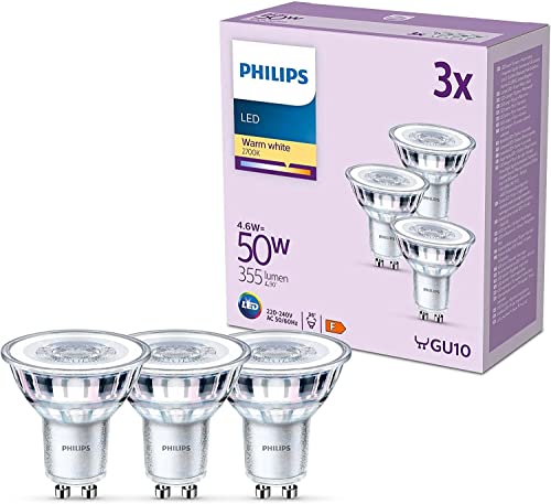 Philips LED Classic GU10 Lampen 3-er Pack (50 W), Reflektor LED Spots mit warmweißem Licht, energiesparende Lampen mit langer Nutzlebensdauer Philips LED Classic GU10 Lampen 3-er Pack (50 W), Reflektor LED Spots mit warmweißem Licht, energiesparende Lampen mit langer Nutzlebensdauer von Philips