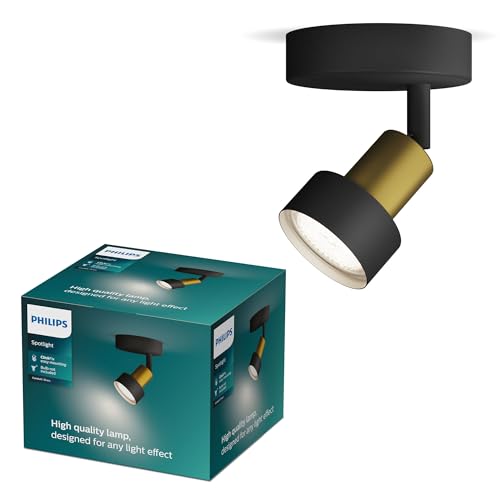Philips Conduit LED 1er Spotleuchte, GU10 Lampe nicht enthalten, Messing, IP20, Schwarz/Gold von Philips
