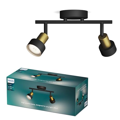 Philips Conduit LED 2er Spotleuchte, GU10 Lampe nicht enthalten, Messing, IP20, Schwarz/Gold Philips Conduit LED 2er Spotleuchte, GU10 Lampe nicht enthalten, Messing, IP20, Schwarz/Gold von Philips