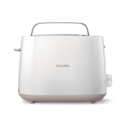 Philips Toaster – 2 Toastschlitze, 8 Stufen, Brötchenaufsatz, Auftaufunktion, Liftfunktion, Abschaltautomatik, weiß (HD2581/00) von Philips Domestic Appliances