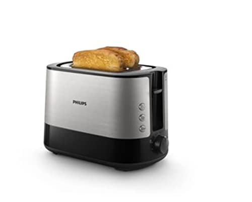Philips Toaster – 2 Toastschlitze, 7 Stufen, Brötchenaufsatz, Auftaufunktion, Abschaltautomatik, Liftfunktion, schwarz (HD2637/90) von Philips Domestic Appliances