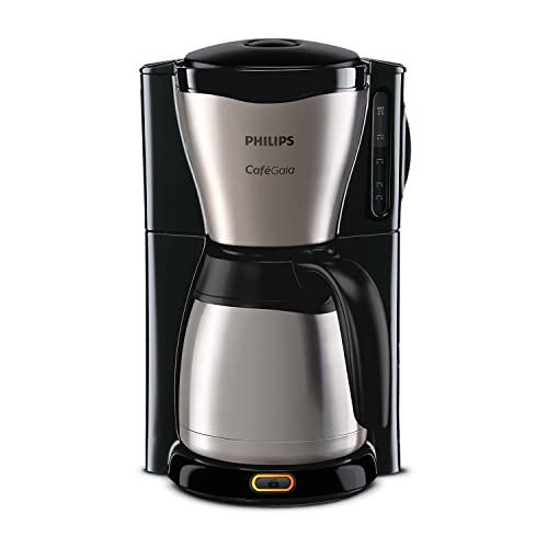 Philips Café Gaia Filterkaffeemaschine – Edelstahl-Thermoskanne, Tropf-Stopp, Intensives Aroma, Automatische Abschaltung, 1.300 ml, Schwarz (HD7546/20) von Philips Domestic Appliances