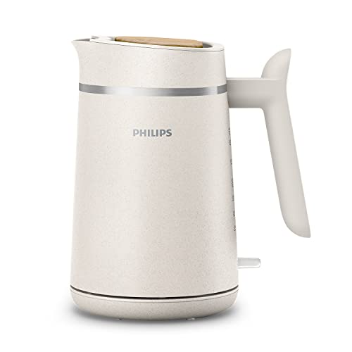 Philips Wasserkocher – Eco Conscious Edition, 1.7 L Fassungsvermögen, Kontrollanzeige, Pirouettenbasis, hergestellt aus Altspeiseöl, seidenweiß-matt (HD9365/10) von Philips