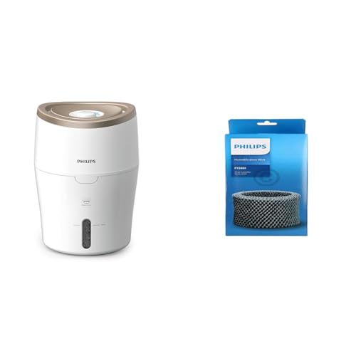 Philips HU4811/10 Luftbefeuchter (bis zu 38m², hygienische NanoCloud-Technologie, für Kinder und Babies) weiß/champagner mit Ersatzfilter FY2401/30 von Philips