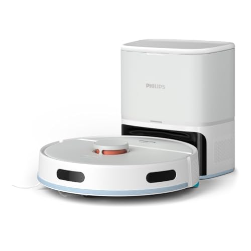 Philips Homerun Serie 2000 2. Gen: 2-in-1 Saug- und Wischroboter mit Absaugstation, 6.000pa Saugkraft, 130 Minuten Laufzeit, Lasernavigation, Teppichboost, App-gesteuert, Arktikweiß (XU2100/25) von Philips