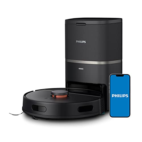 Philips Homerun Serie 3000 Saugroboter mit Wischfunktion, ultrastarke Saugleistung 4.000 Pa, Lasernavigation, 200 Min. Laufzeit, Staubsauger mit Absaugstation, für Teppiche & Tierhaare, App, XU3100/01 von Philips Domestic Appliances